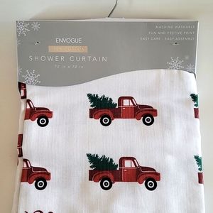 Christmas Shower Curtain Merry Christmas Old Red Truck Christmas Tree